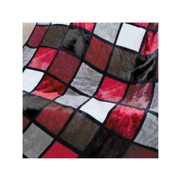 Gözze Mikrofaser Kuscheldecke Antigua 150 x 200 cm Rot-Grau-Schwarz-Weiß