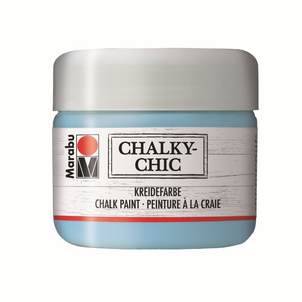 Marabu Chalky-Chic Kreidefarbe, Bastelfarbe Lichtblau 144, 225 ml