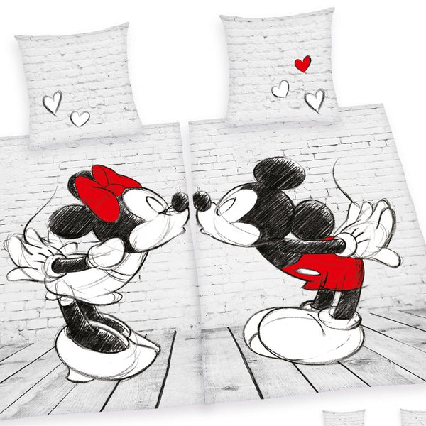 Bettwäsche Mickey & Minnie Mouse Partnerbettwäsche 135 x 200 cm